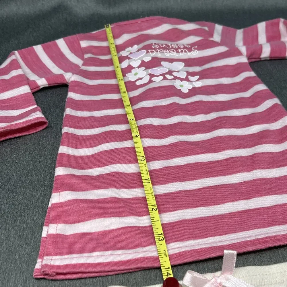 My Twinn Doll Pajamas Set Pink White Striped Hearts Top Shorts DX-677